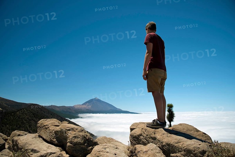 Europe, Spain, Canary Islands, Tenerife, Teide National Park, panorama from Las Canadas del Teide to Pico de Teide, 3718m