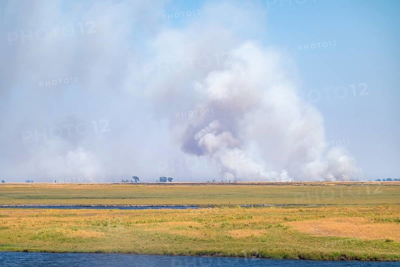Wildfire, steppe fire, Ihaha, Chobe National Park National Park, Botswana