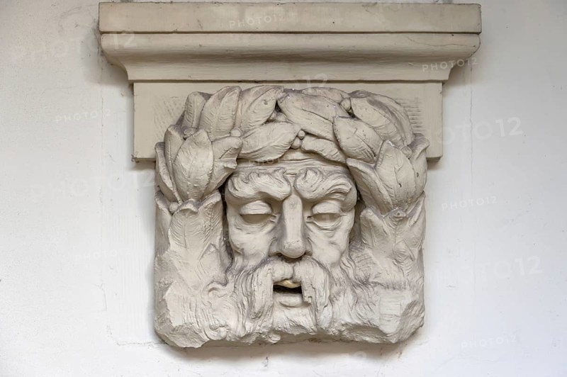 Head of a sculpture with laurel wreath, Hanseatic City of LÃ¼beck, Schleswig-Holstein, Germany