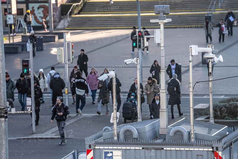 Downtown Dortmund, in front of the main train station, the police have set up comprehensive video surveillance to prevent and investigate crimes, crime, North Rhine-Westphalia, Germany
