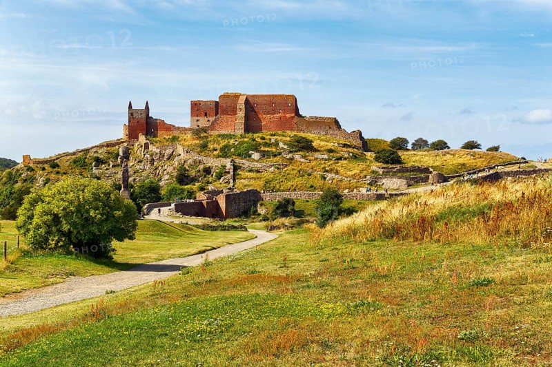 Hammershus fortress ruins, medieval castle ruins on a cliff, tourist attraction, Allinge-Sandvig, Bornholm, Denmark