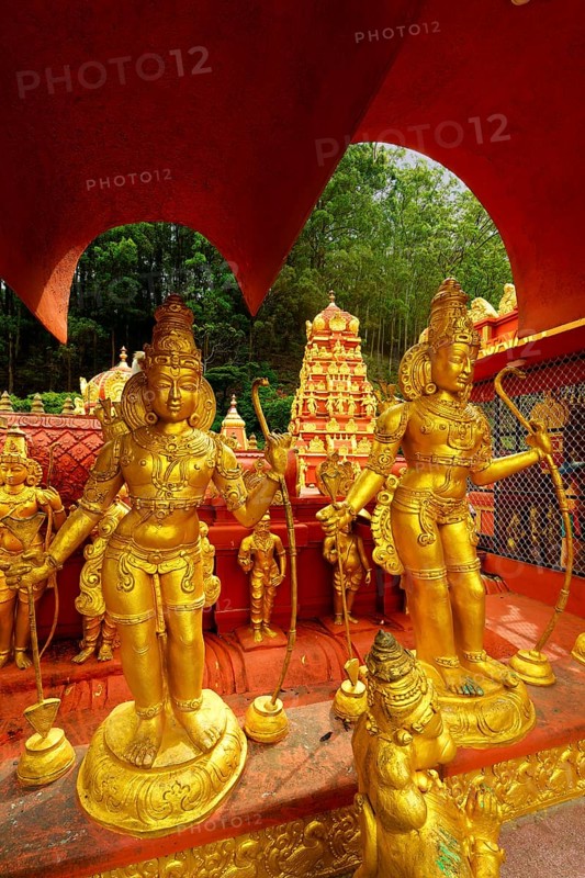 Sriramajayam Hindu Temple, Golden statues, Nuwara, Sri Lanka