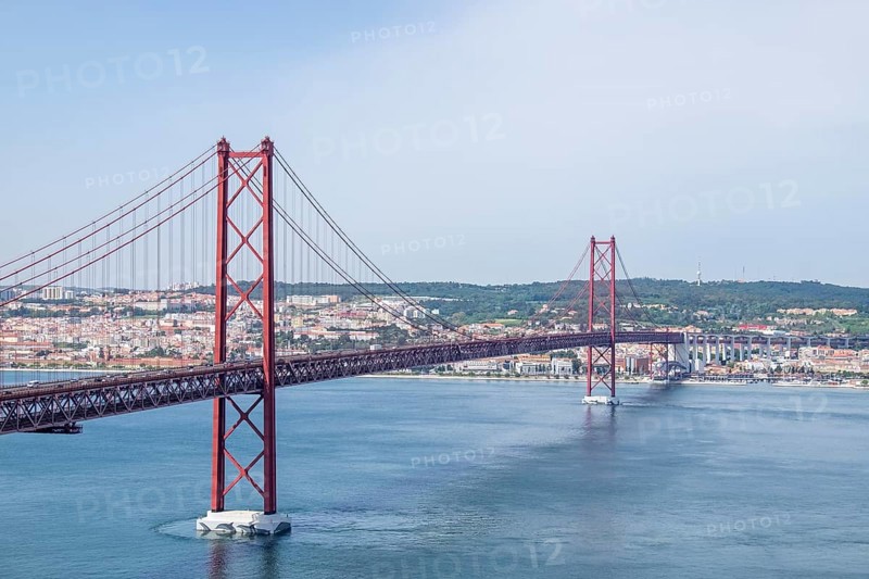 25th April Bridge, Ponte 25 de Abril across the Tagus River, Lisbon, Portugal