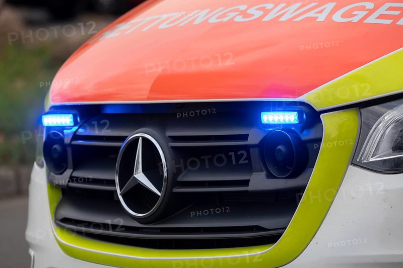 Close-up of an ambulance in action