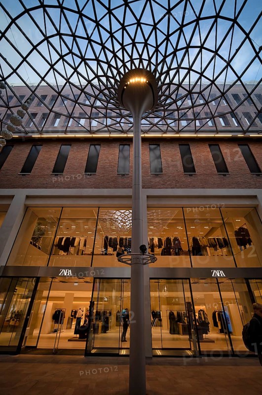 Interior view, luxury label ZARA, logo, retail stores, shopping mall, Westfield, Hamburg-Ãœberseequartier, Free and Hanseatic City of Hamburg, Germany