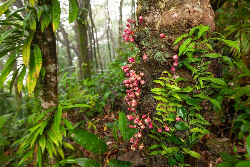 Cauliflower red figs on the trunk in Daintree National Park, Queensland, Australia