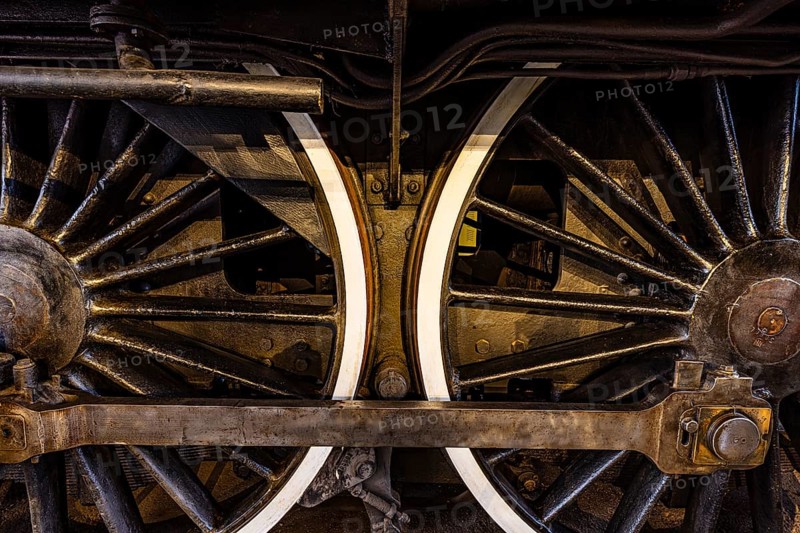 Wheelwork of the legendary French locomotive La France, operating number 231.K 22, railway museum, Augsburg railway park, administrative district of Swabia, Bavaria, Germany