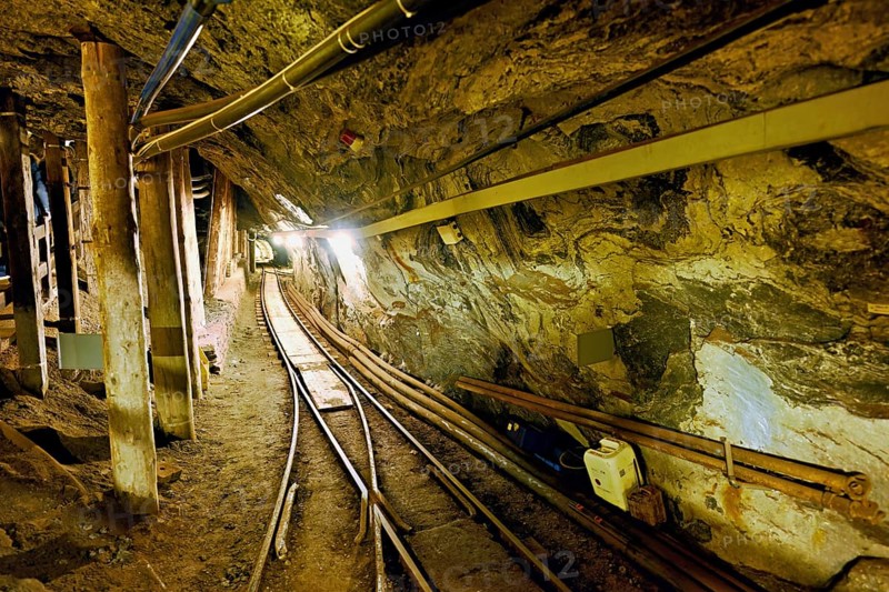 Rail for passenger subway in a tunnel in the salt mine, Bex, Canton of Vaud, Switzerland