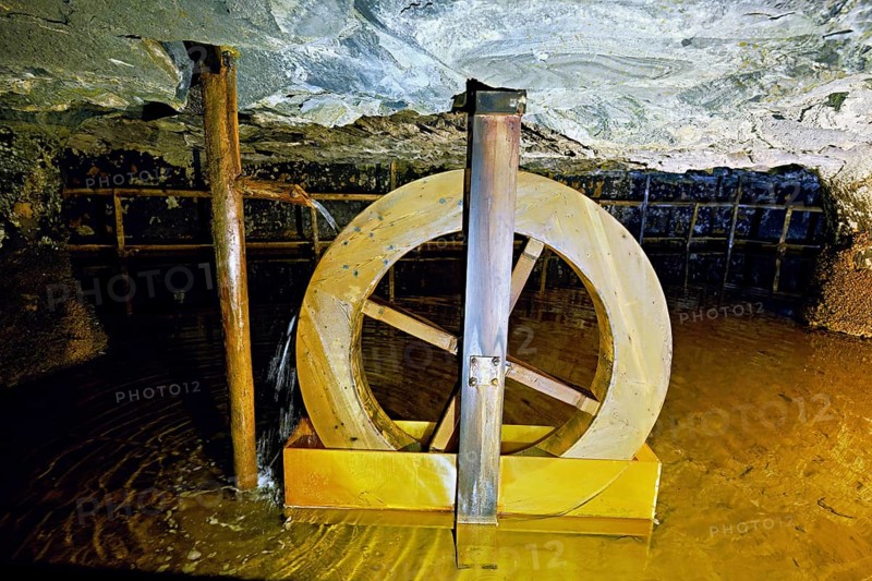 Old water wheel in the salt mine, Bex, Canton of Vaud, Switzerland