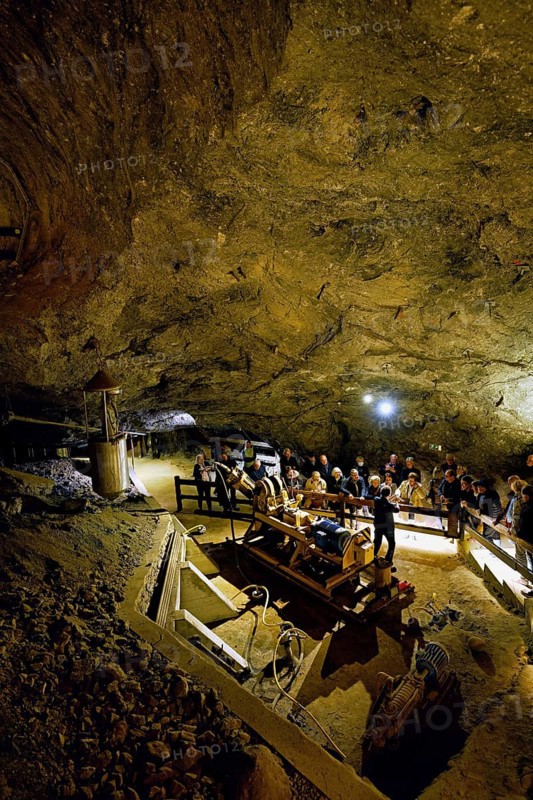 A public group tour in the salt mine, salt mine, Bex, Canton of Vaud, Switzerland