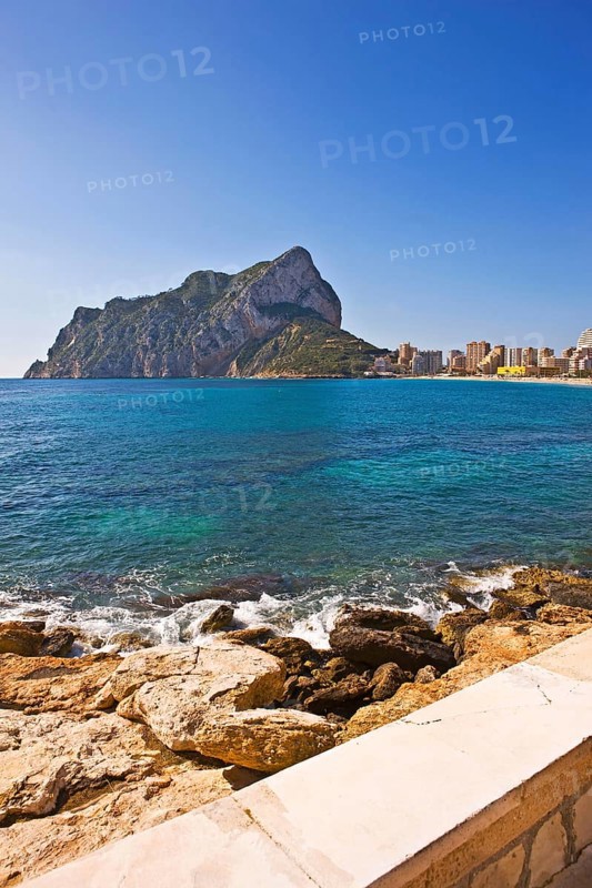 La Fossa-Levante Beach, Penon de Ifach landmark, Calpe Valencia, Costa Blanca, Spain