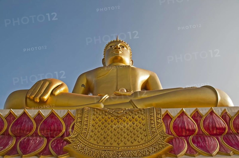 Bhumispara mudra, Buddha Gautama at the moment of enlightenment, Nong Khai, Thailand, Asia