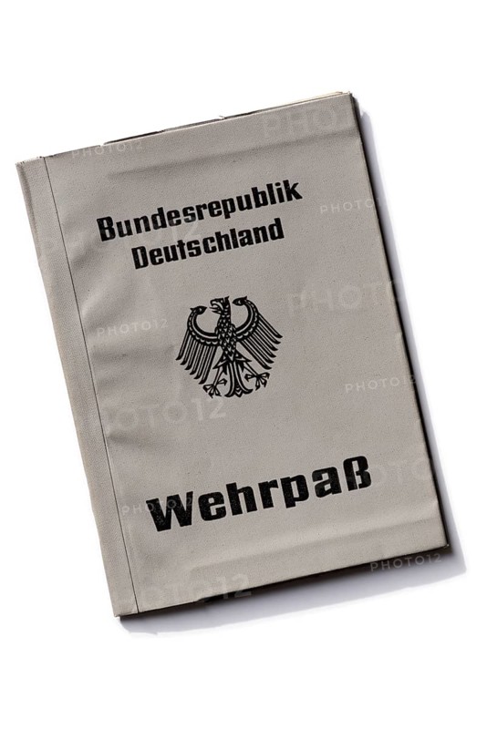 Official military passport, ID card for military service soldiers, military passport of the Federal Republic of Germany from 1976, period of the Cold War, exemption with shadow, white ground, Germany