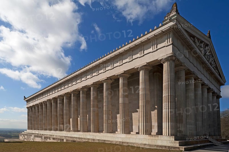 Valhalla Memorial was built as a Greek temple in the style of a Doric Peripteros, honoring important personalities since 1842, Danube on the Danube, Upper Palatinate, Bavaria, Germany