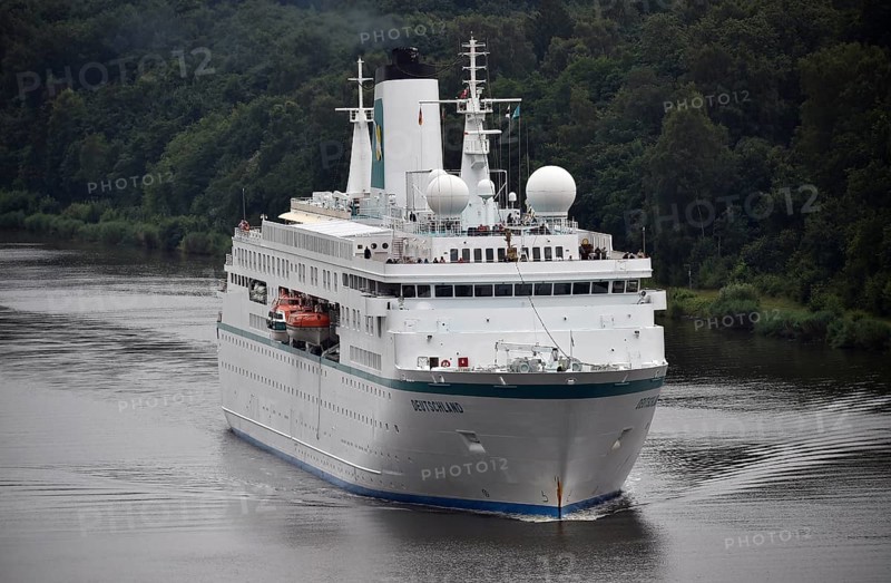 MS DEUTSCHLAND sails through the Kiel Canal, NOK, Kielkanal, Kiel Canal, Schleswig-Holstein, Germany