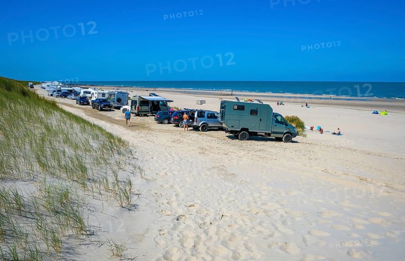 Westkapelle, Zeeland, Netherlands - Westkapelle car beach near Domburg. Here it is permitted to park your car or camper directly on the sandy beach