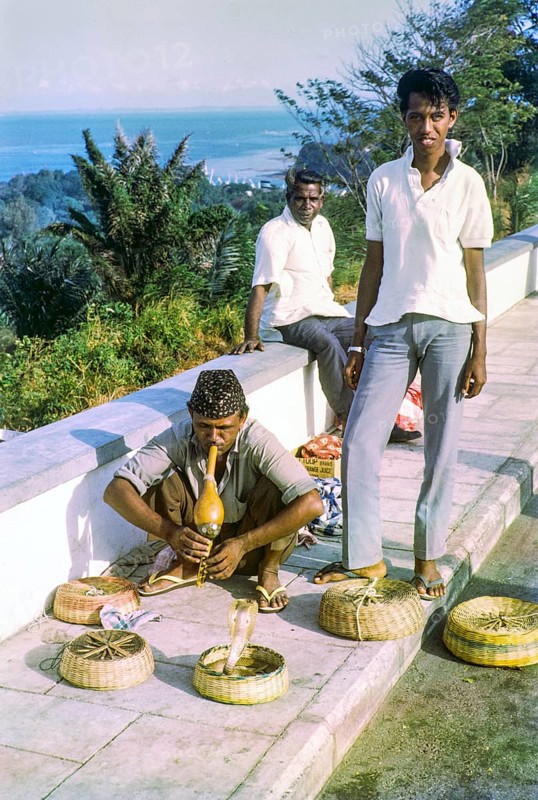 Snake charmer at Mount Faber, Singapore, southeast Asia, 1965