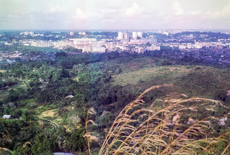 View of high density blocks of flats from Mount Faber, Singapore, southeast Asia, 1965