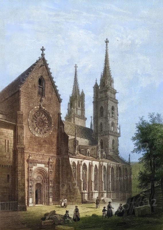 The Cathedral of Basel, c. 1890, Switzerland, Historical, digitally restored reproduction from a 19th century original, Record date not stated