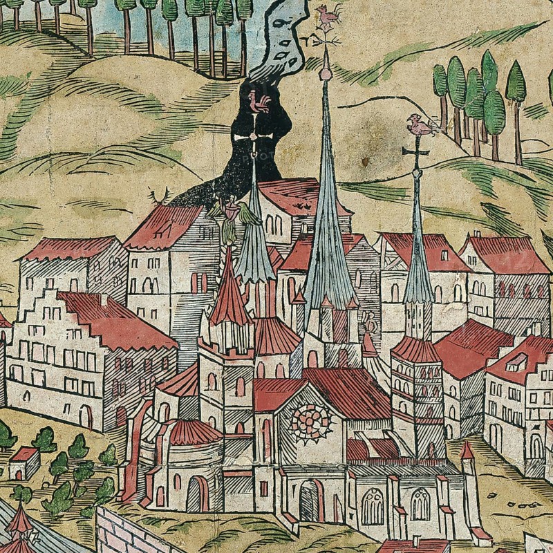The Cathedral of Basel, c. 1690, Switzerland, Historical, digitally restored reproduction from a 19th century original, Record date not stated