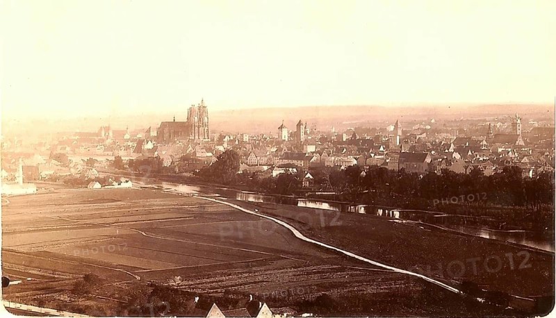 The city of Regensburg in 1866, Bavaria, Germany, Historical, digitally restored reproduction from a 19th century original, Record date not stated