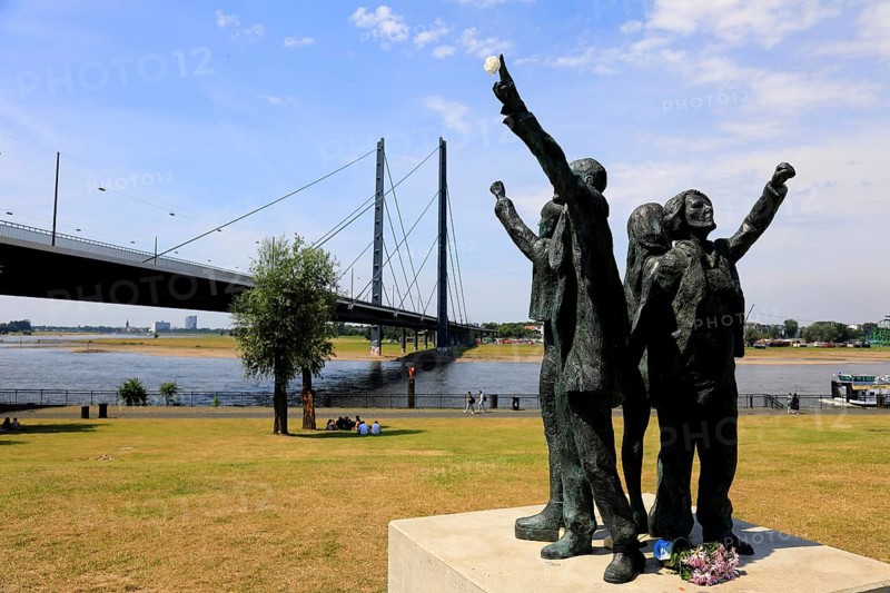 Place for the remembrance and acceptance of gender and sexual diversity, artwork by Claus Richter, on the occasion of CSD 2021 (permanent artwork in public space), at the Rheinkniebrücke in Düsseldorf, North Rhine-Westphalia, Germany