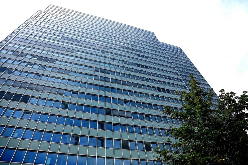 Facade of the Dreischeibenhaus, Dreischeibenhochhaus, architect Helmut Hentrich, 94 metre high office and administration building, Düsseldorf, North Rhine-Westphalia, Germany
