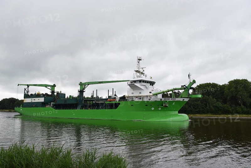 Dredger, suction hopper dredger, MEUSE RIVER sailing in the Kiel Canal, Kiel Canal, Kiel Canal, Schleswig-Holstein, Germany