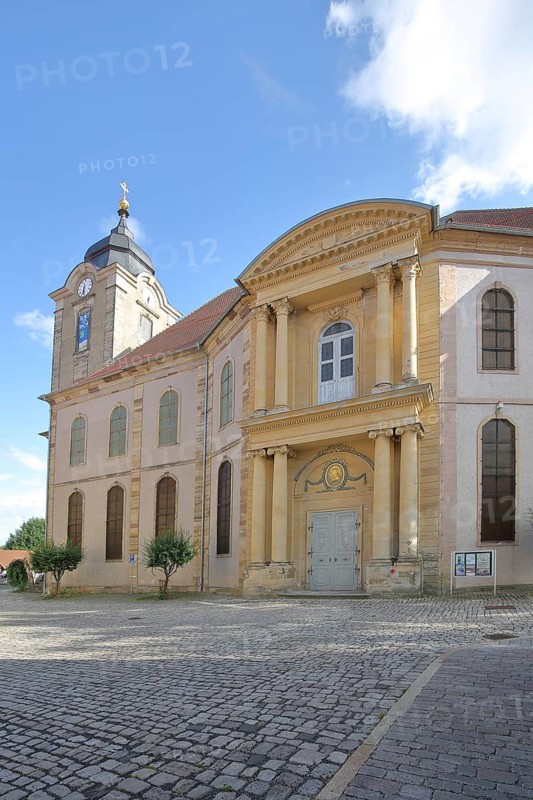 Late Baroque Christuskirche with columns and portal, Hildburghausen, Franconia, Thuringia, Germany