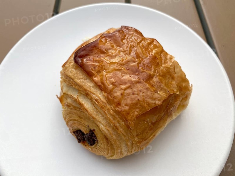 Pain au chocolat, chocolate croissant, Étretat, Normandy, Seine-Maritime, France