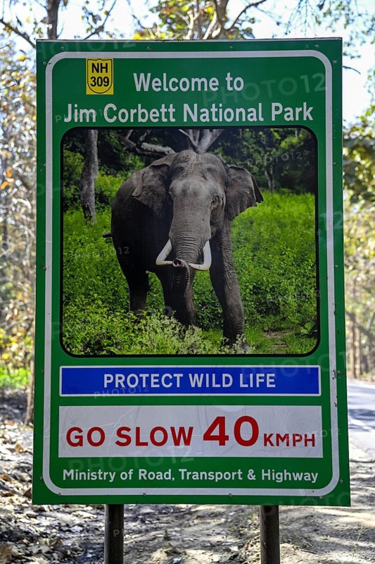 Sign Welcome to Jim Corbett National Park, Corbett National Park, near Ramnagar, Uttarakhand State, India