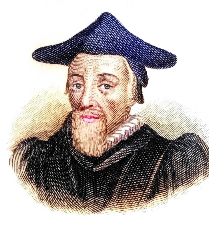 Richard Hooker (born March 1554 in Heavitree (since 1913 part of Exeter), County Devon, died 3 November 1600 in Bishopbourne) was an English Anglican theologian, from the book Crabbes Historical Dictionary, 1825, Historical, coloured, digitally restored reproduction from a 19th century original, Record date not stated