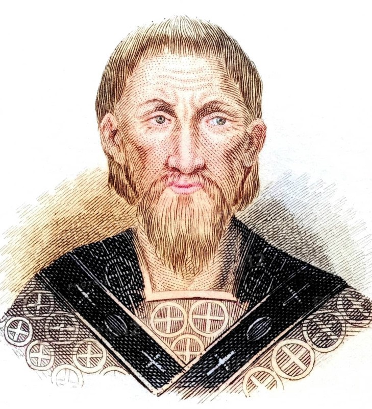 Saint John Chrysostom (born around 347, died 407), Archbishop of Constantinople and important early church father, from the book Crabbe's Historical Dictionary, 1825, Historical, coloured, digitally restored reproduction from a 19th century original, Record date not stated