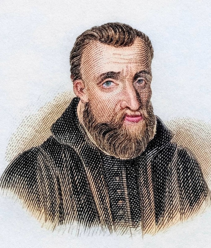 Guy Pancirollus 1523 to 1599, Italian jurist and antiquary, from the book Crabbes Historical Dictionary, 1825, Historical, coloured, digitally restored reproduction from a 19th century original, Record date not stated