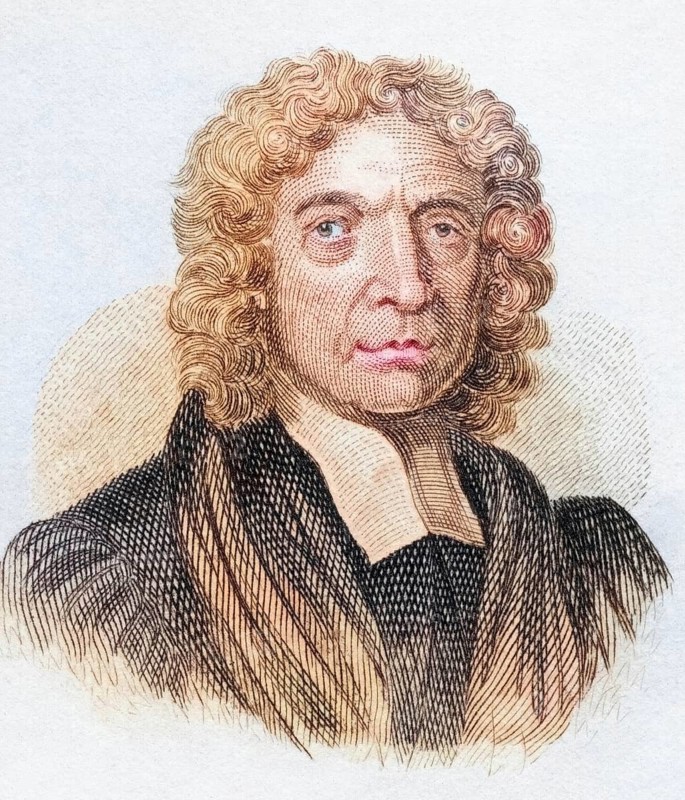 John Strype, 1643 to 1737, English church historian and biographer, from the book Crabbe's Historical Dictionary, 1825, Historical, coloured, digitally restored reproduction from a 19th century original, Record date not stated