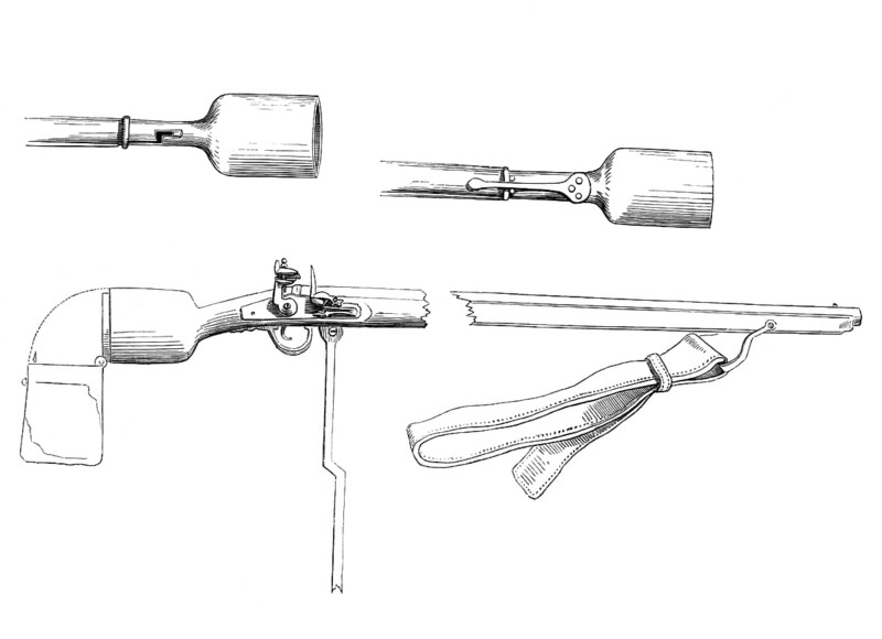 Fusiliers with locks for throwing grenades, flintlock rifle, firearms of the 17th - 19th century, from the book The British Army, 1868, Historical, digitally restored reproduction from a 19th century model, Record date not stated