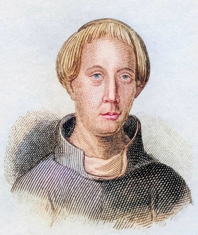 Gerald of Wales (b. 1146 at Manorbier Castle in Pembrokeshire, d. 1223 in Lincoln), Welsh Gerallt Cymro, also known in Latinised form as Giraldus Cambrensis, was a Cambro-Norman nobleman. He was Archdeacon of Brecon, writer, diplomat, ecclesiastical politician, historiographer, folklorist and poet, from the book Crabbe's Historical Dictionary, 1825, Historical, coloured, digitally restored reproduction from a 19th century original, Record date not stated