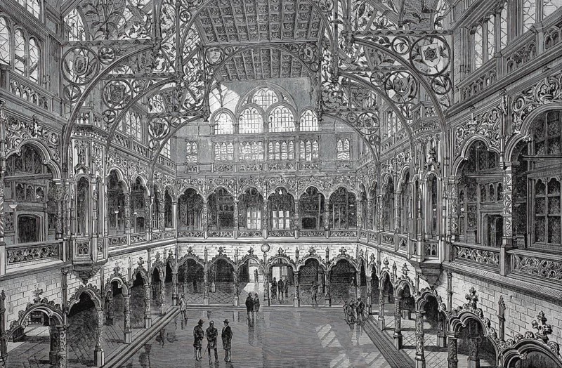 Interior view of the stock exchange in Anvers, Antwerp, 1880, Belgium, Historical, digitally restored reproduction from a 19th century original, Record date not stated