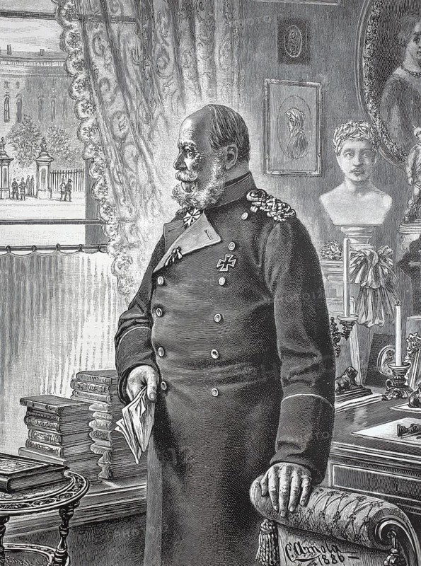 Wilhelm I, full name Wilhelm Friedrich Ludwig of Prussia (born 22 March 1797 in Berlin, died 9 March 1888 in Berlin), from the House of Hohenzollern was King of Prussia from 1861 until his death and the first German Emperor since the foundation of the German Empire in 1871, Historical, digitally restored reproduction from a 19th century original, Record date not stated