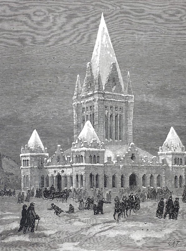 The Ice Palace in Montreal, 1880, Winter in Canada, Historical, digitally restored reproduction from a 19th century original, Record date not stated