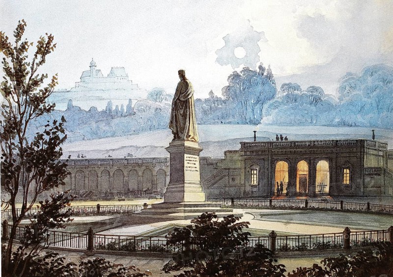 Castle square with arcades, evening, 1860, Coburg, Upper Franconia, Bavaria, Germany, Historical, digitally restored reproduction from a 19th century original, Record date not stated
