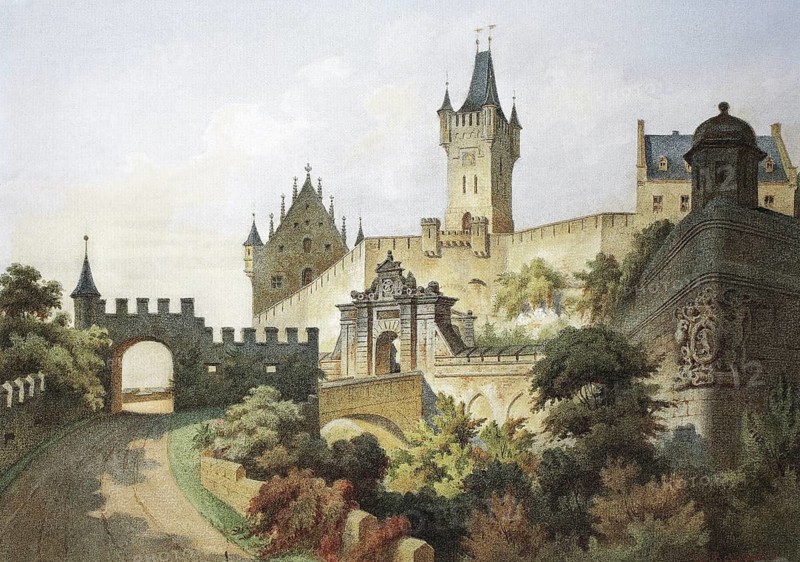 Veste Coburg in 1864, Coburg, Upper Franconia, Bavaria, Germany, Historical, digitally restored reproduction from a 19th century original, Record date not stated