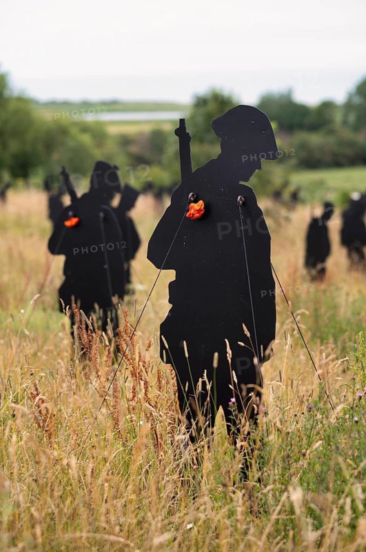 Installation, Standing with Giants, honours the victims of the fallen British soldiers by personification, British Normandy Memorial, war memorial, Ver-sur-Mer, D-Day, Operation Overlord, Gold Beach, Normandy, Calvados, France