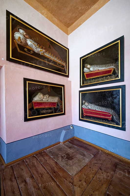 Collection of death paintings, Museum Zeitzer Schloss Moritzburg, early baroque style, interior, Zeitz, Saxony-Anhalt, Germany
