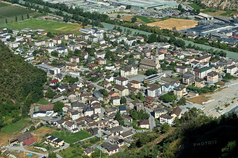 The village of Chippis in the Rhone Valley, Valais, Switzerland