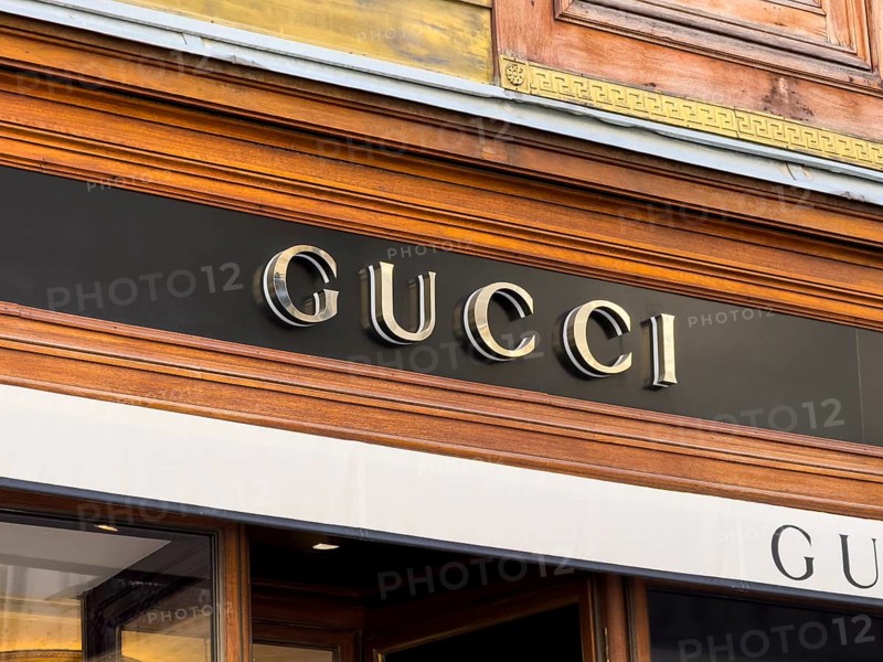 Gucci lettering on a store in Vienna, Austria
