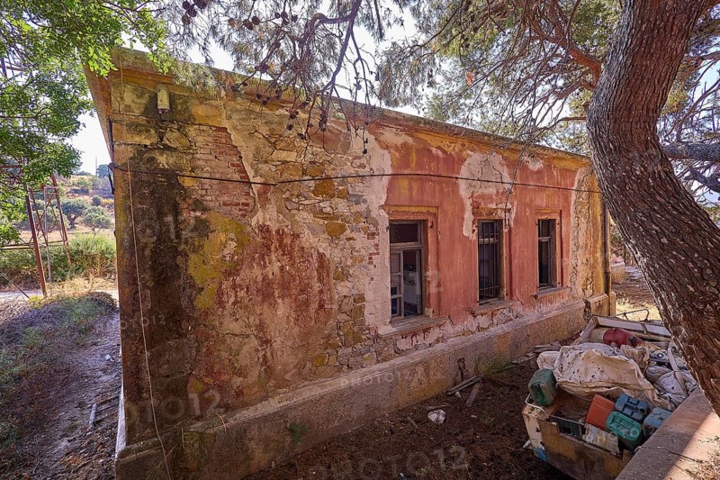 Lost Place, Old abandoned building with broken windows and surrounding nature, Radio Station, WW2, Agios Nikolaos Radio, Agia Marina, Leros, Dodecanese, Greek Islands, Greece