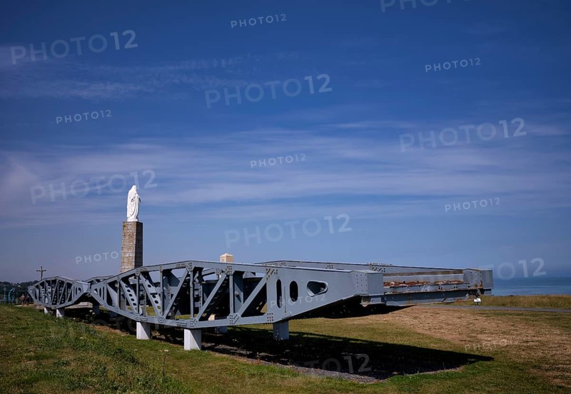 Metal road section, bridge, to connect the pontoons, Mulberry B Harbour, Mulberry Harbour, Port Winston, Gold Beach, beach, D-Day, Operation Overlord, Atlantic Wall, Arromanches-les-Bains, Normandy, Calvados, France