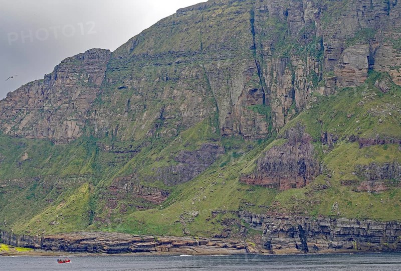 High cliffs next to a calm sea look imposing and majestic, Hoy, Orkney Islands, Scotland, Great Britain