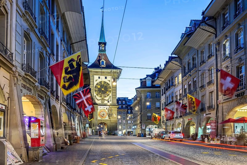 Bern Old Town with Zytglogge at night City in Bern, Switzerland